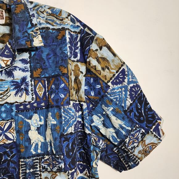 RJC Kalaheo hula girl outrigger turtle button front Hawaiian shirt men's size 2X - Picture 7 of 12